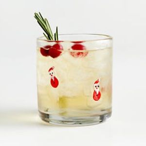 Crate&Barrel Santa Double Old-Fashioned Glass